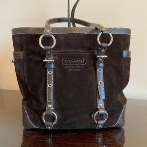 Coach suede leather tote bag